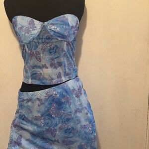 Y2K Blue Floral Women's Set